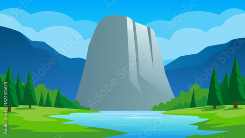 Granite Monolith Rising from Forest Landscape
