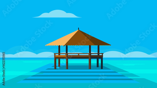 Wooden Pier Leading to Serene Tropical Sea