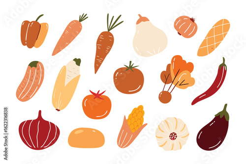 Harvest Bounty: A vibrant collection of fresh vegetables arranged to celebrate nature's colorful diversity and the abundance of the harvest season.