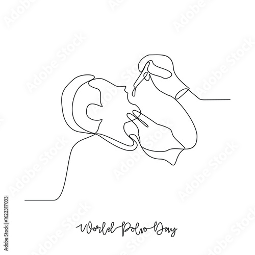 One continuous line drawing of World Polio Day vector illustration. World Polio Day themes design concept in simple linear continuous line. great vector design for social healthcare campaign.