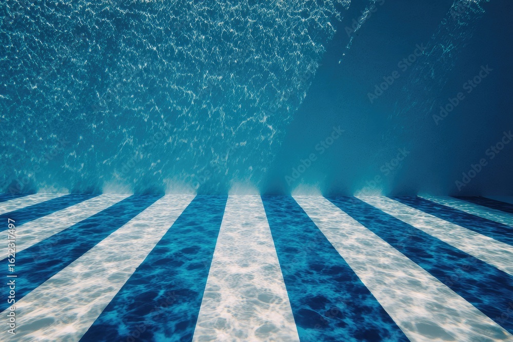Obraz premium Underwater pool floor with white stripes