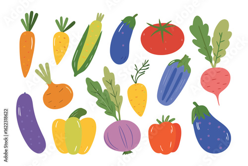 Assorted Veggie Delight: A vibrant collection of freshly picked vegetables arranged in a visually appealing composition, celebrating the colors and flavors of nature's bounty.