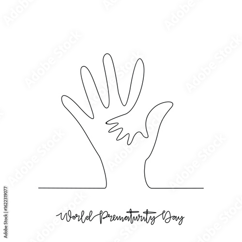 One continuous line drawing of World Prematurity Day vector illustration. World Prematurity Day themes design concept in simple linear continuous line. Great vector design for Healthcare campaign.