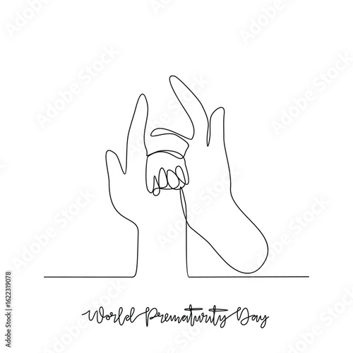 One continuous line drawing of World Prematurity Day vector illustration. World Prematurity Day themes design concept in simple linear continuous line. Great vector design for Healthcare campaign.