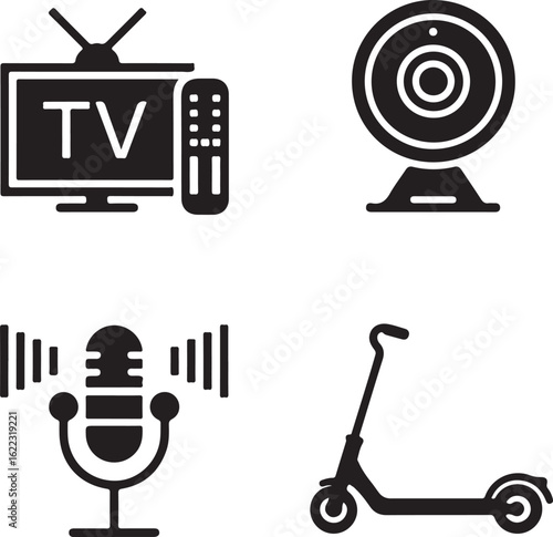Information technology icon tv podcast scooter 