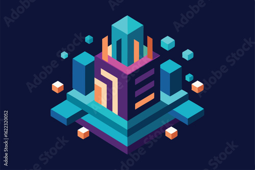 3d low poly tech surface with glowing bluae purple  (137).eps