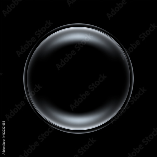 glossy black sphere with subtle cool tone highlights on a deep black background, abstract aesthetic art for modern minimalist and futuristic visual concept