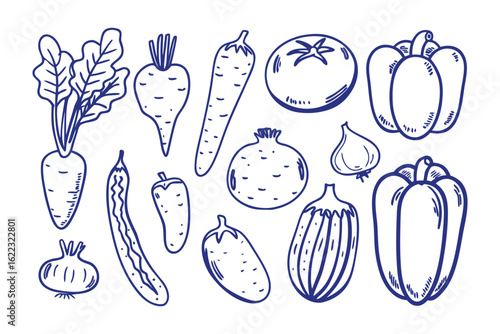 Healthy Harvest: A collection of illustrated vegetables showcases the bounty of the earth, a celebration of freshness and wholesome ingredients.