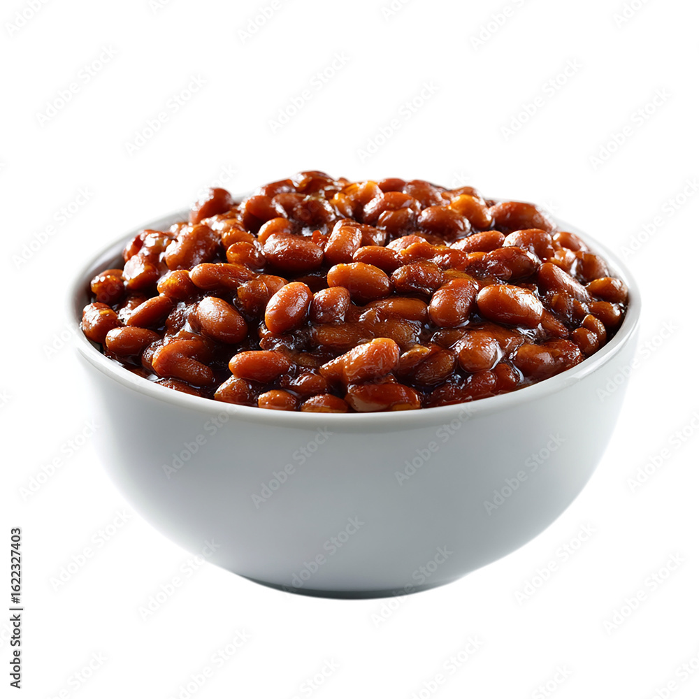 Obraz premium Baked beans white bowl on transparent background