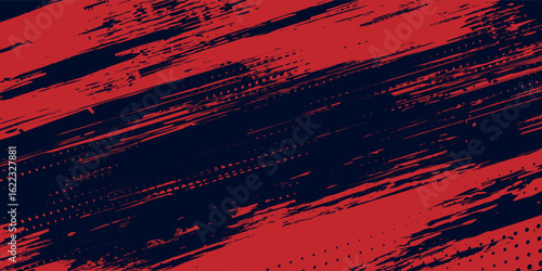 Red halftone dots blue color pattern gradient grunge texture background. Dot pop art comic sport style vector illustration.