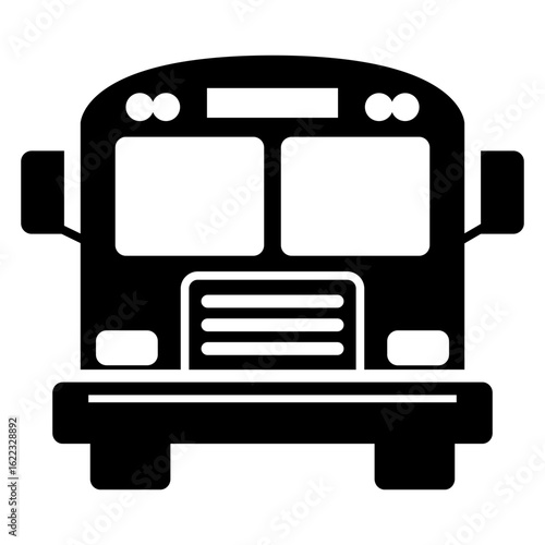 Transporte público. Servicio de transporte urbano o interurbano. Icono de autobús retro de pasajeros en vista frontal