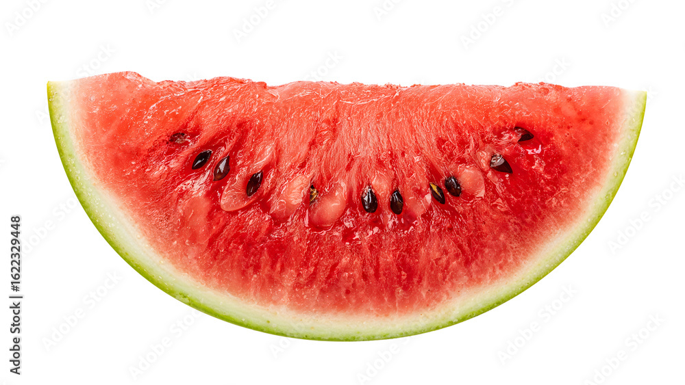 Fresh juicy watermelon slice with seeds isolated on the transparent background for summer food and healthy eating concepts Fresh juicy watermelon slice with seeds isolated on the transparent background for summer food and healthy eating concepts