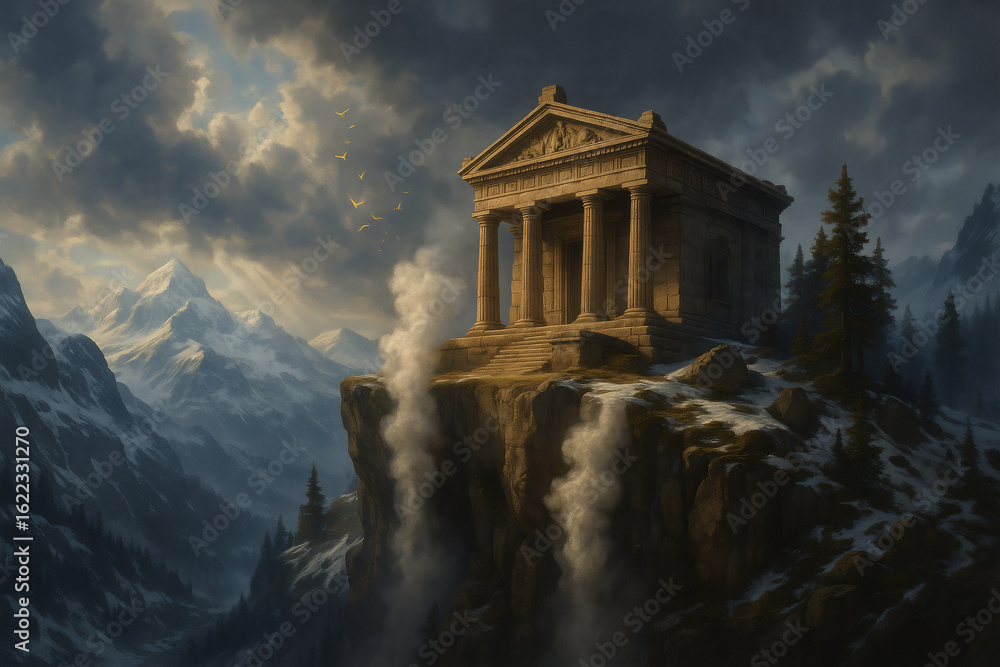 Fototapeta premium Temple Above the Roaring Clouds