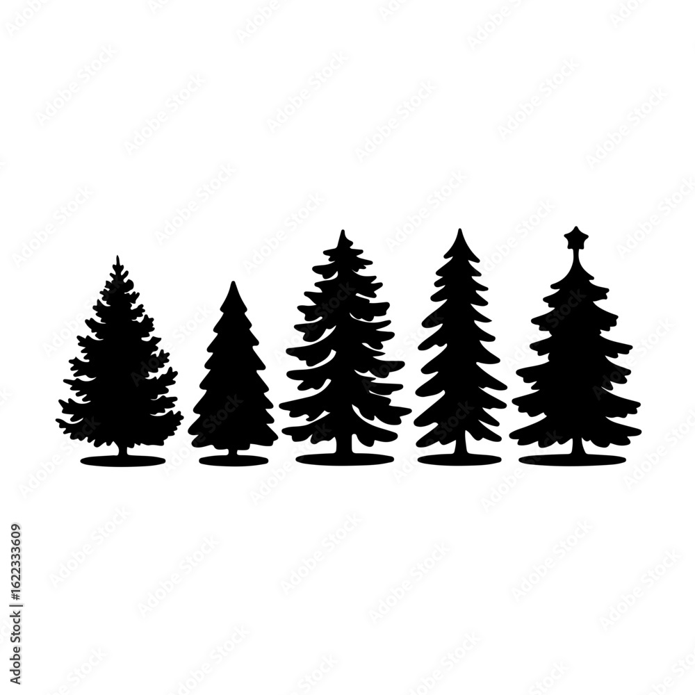 Obraz premium Festive Christmas tree silhouette collection design