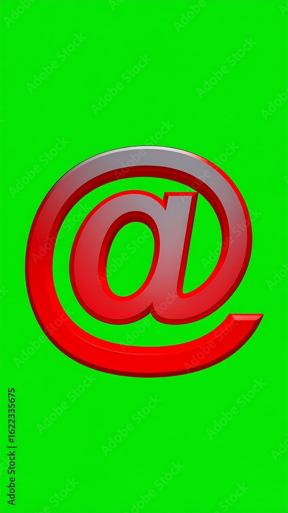 Fototapeta premium Red email symbol on green background
