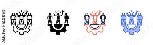 Leadership icon set multiple style collection
