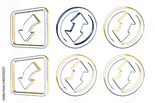 Reversal Sign: A collection of stylized reversal signs rendered in an elegant, metallic style, hinting at concepts of exchange and reciprocation.