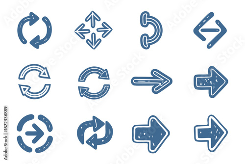 Diverse Arrow Collection: A comprehensive set of unique arrows, showcasing diverse designs and functionalities, perfect for illustrative and communicative needs.