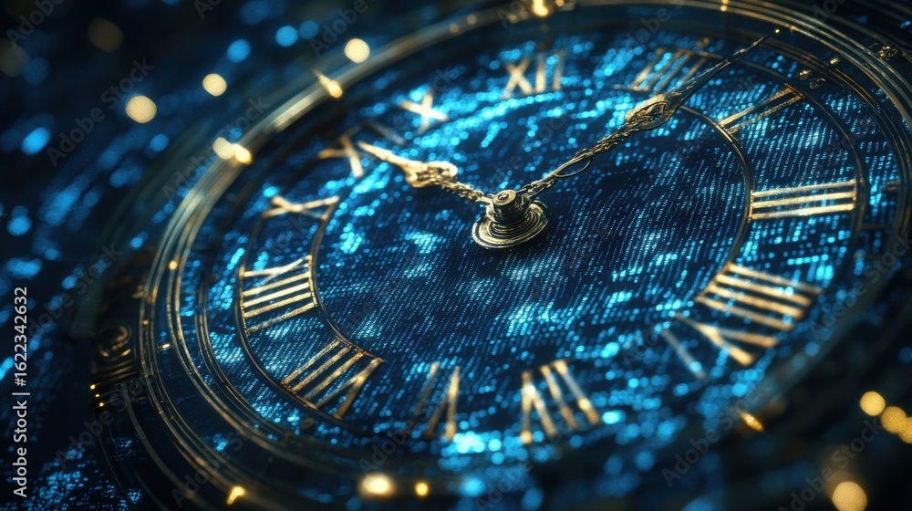 Fototapeta premium Close-up view of a decorative antique clock face.
