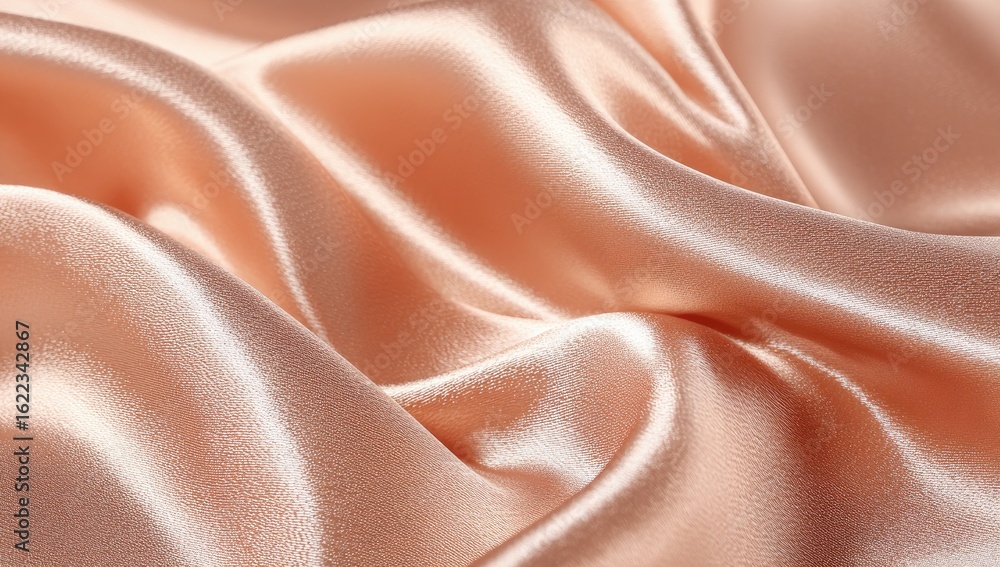 Obraz premium Soft, peachy-beige satin fabric draped in flowing folds