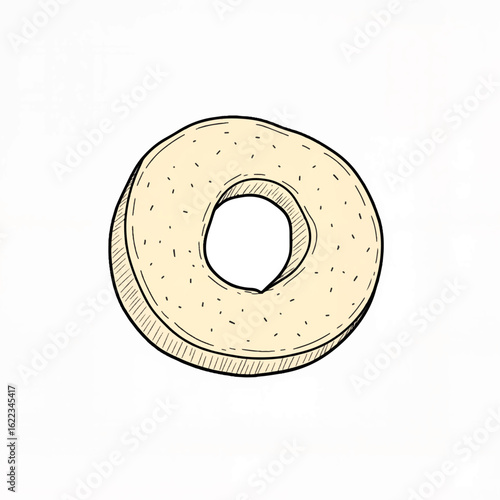 Hand-drawn donut on white background