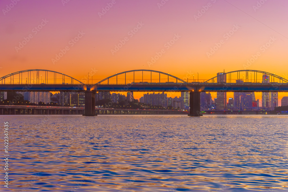 Naklejka premium bridge over the river