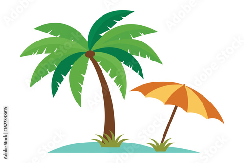 Palm trees and parasol