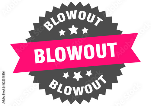 blowout. blowout round pink label isolated on transparent background