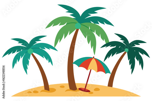 Palm trees and parasol