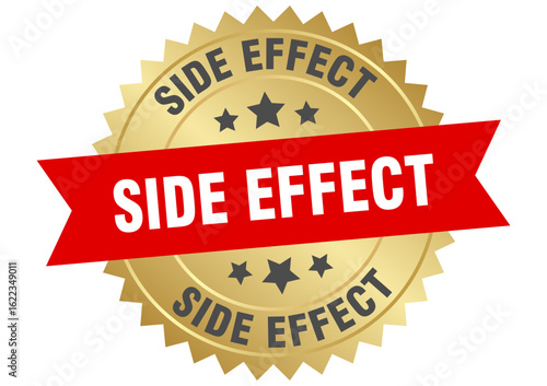 side effect. side effect round red and gold label isolated on transparent background