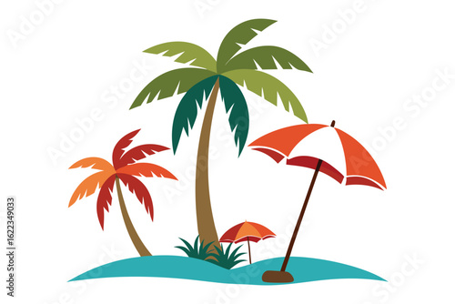 Palm trees and parasol
