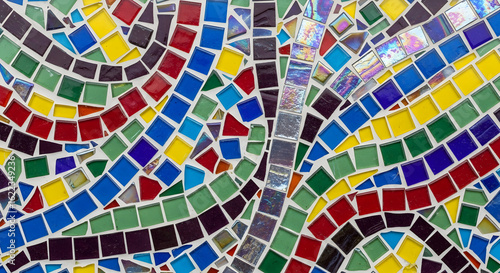 Vibrant Mosaic Art with Irregular Shapes and Colors