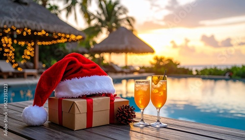 Tropical Christmas Sunset: Festive Cocktails by the Pool
