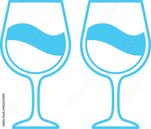 Blue wine glasses vector illustration for celebration event and party design