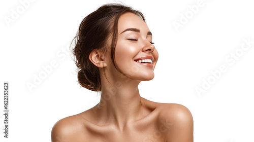 Radiant woman with a captivating smile, portrait of joy and happiness smiling.
