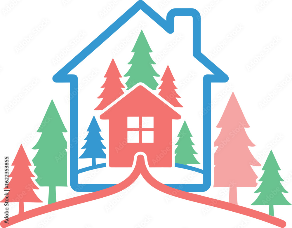 Cabin in the woods logo design for real estate and vacation rental services Cabin in the woods logo design for real estate and vacation rental services