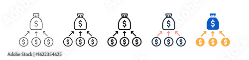 Debt Consolidation different style icons set vector illustration. 