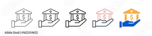 Banking different style icons set vector illustration. 