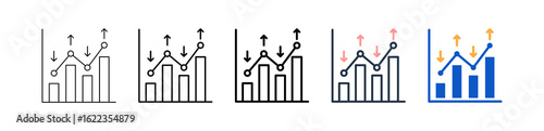 Market Volatility different style icons set vector illustration. 