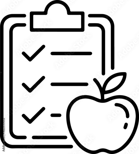 Healthy eating checklist with an apple icon representing a balanced diet plan