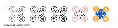 Currency different style icons set vector illustration. 