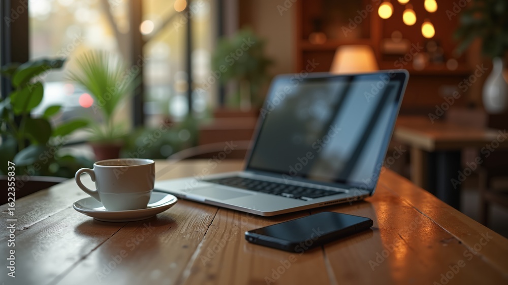 Coffee cup and laptop on a cozy cafe table. Muslim business. Authentic Arabian style.
Coffee cup and laptop on a cozy cafe table. Muslim business. Authentic Arabian style.