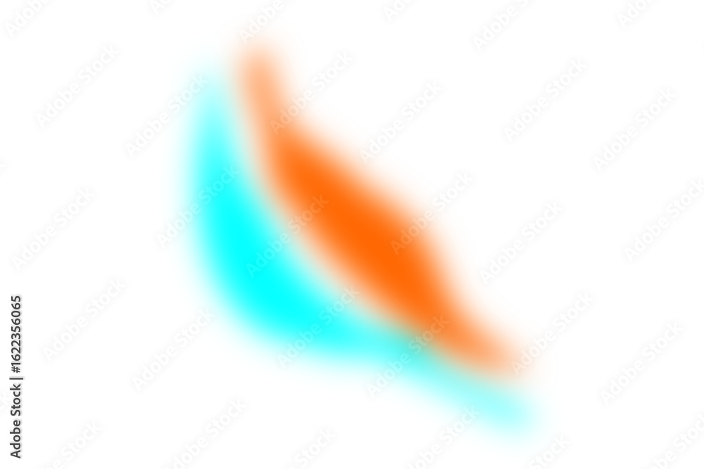 Obraz premium Abstract cyan and orange gradient organic fluid shape with glowing edges for vibrant background design and overlays