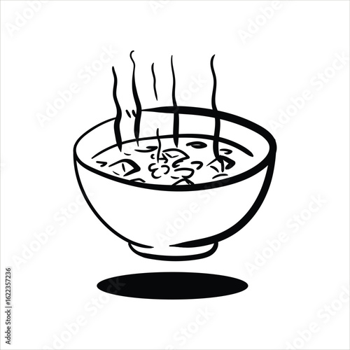 Lineart Tofu Miso Vector Illustration Minimalist Lineart Style