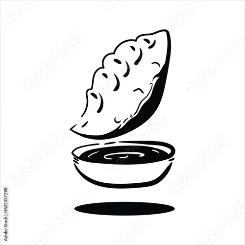 Lineart Gyoza Vector Illustration Minimalist Lineart Style
