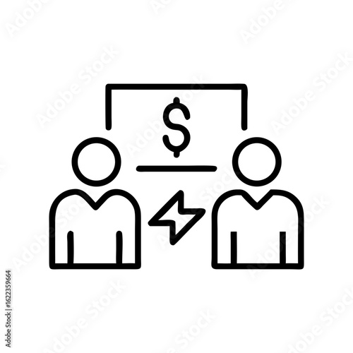 Line Editable Icon representing financial negotiation between two people  