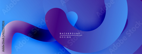 Abstract fluid shapes, vibrant blue purple gradients. Modern design, smooth curves create dynamic composition. Minimalist aesthetic.