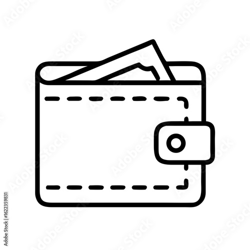 Wallet with cash and card slots in minimalist line art style  