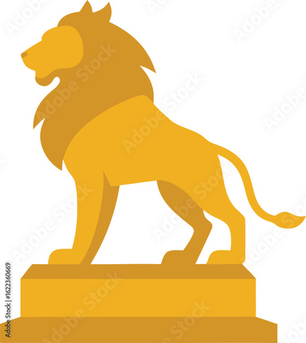 Golden lion statue on a pedestal