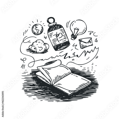 Creative ideas and inspiration come to life in a doodled sketch